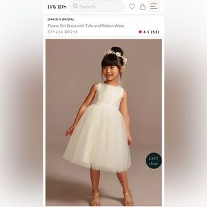 David’s Bridal Flower Girl Dress with Tulle and Ribbon Waist